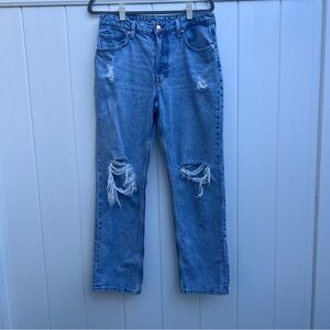 &Denim Women’s High Waisted 90s Boyfriend Ripped Denim Jeans Size 8 Medium Wash